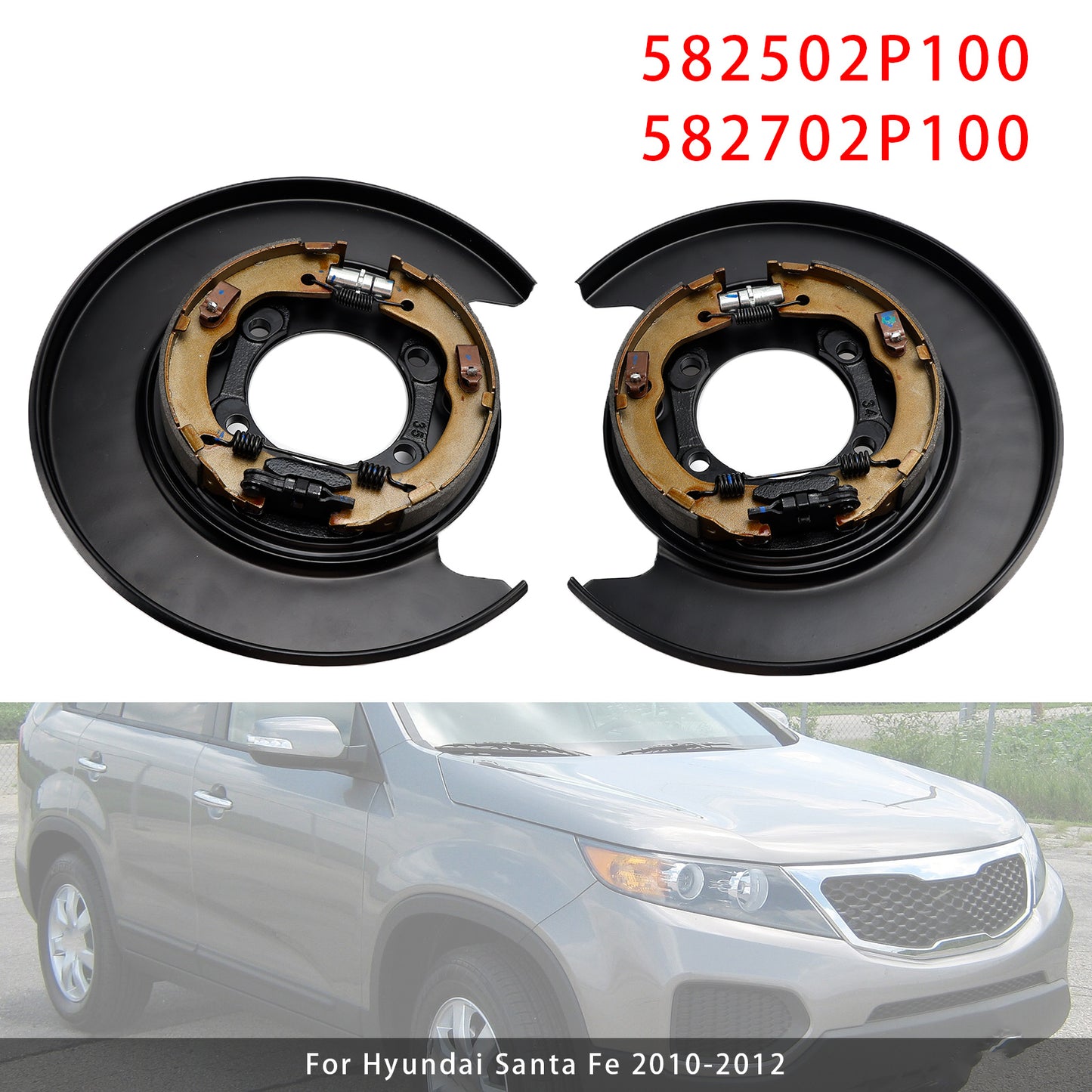Piastra freno di stazionamento posteriore sinistra+destra Kia Sorento 2010-2012 582502P100+582702P100