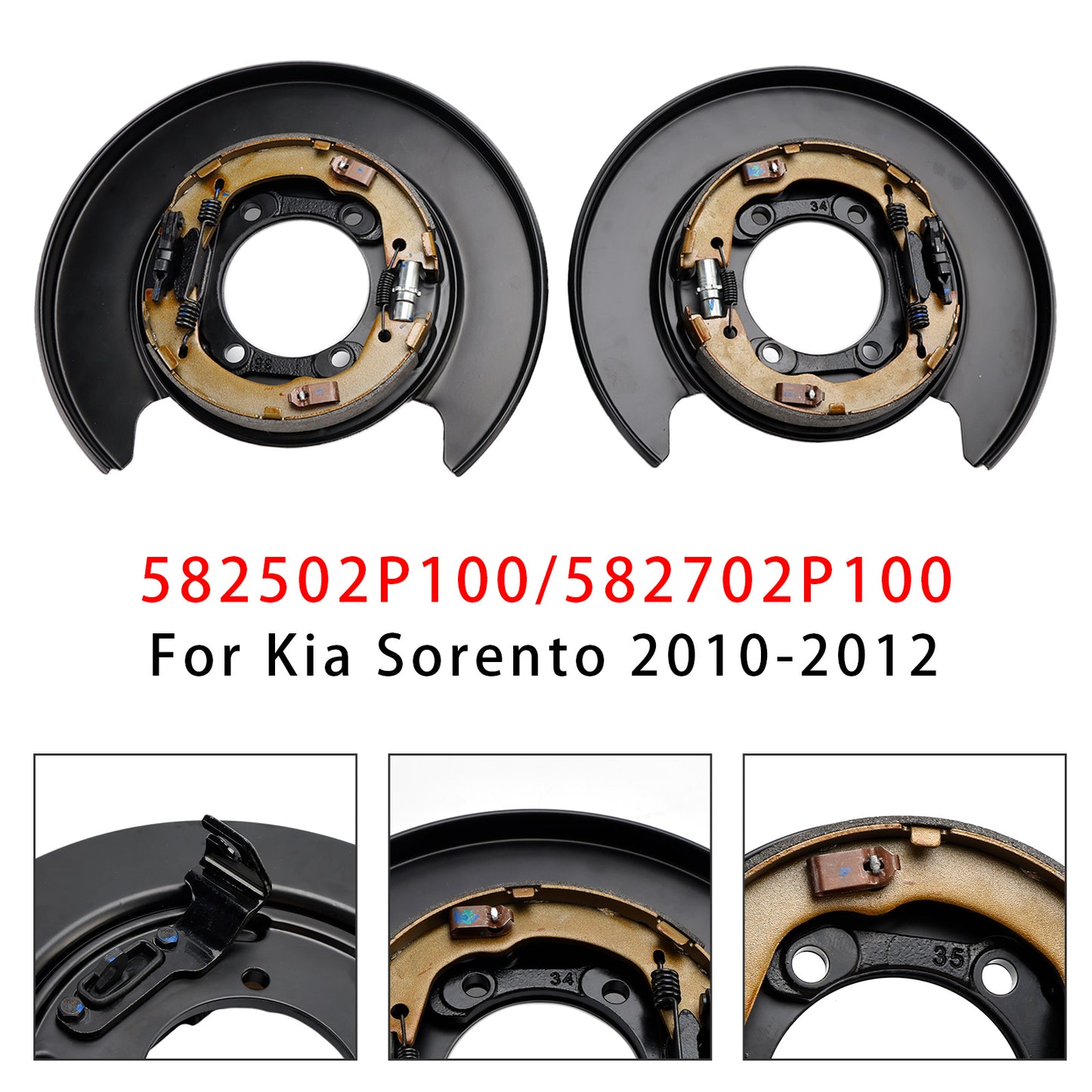 Piastra freno di stazionamento posteriore sinistra+destra Kia Sorento 2010-2012 582502P100+582702P100