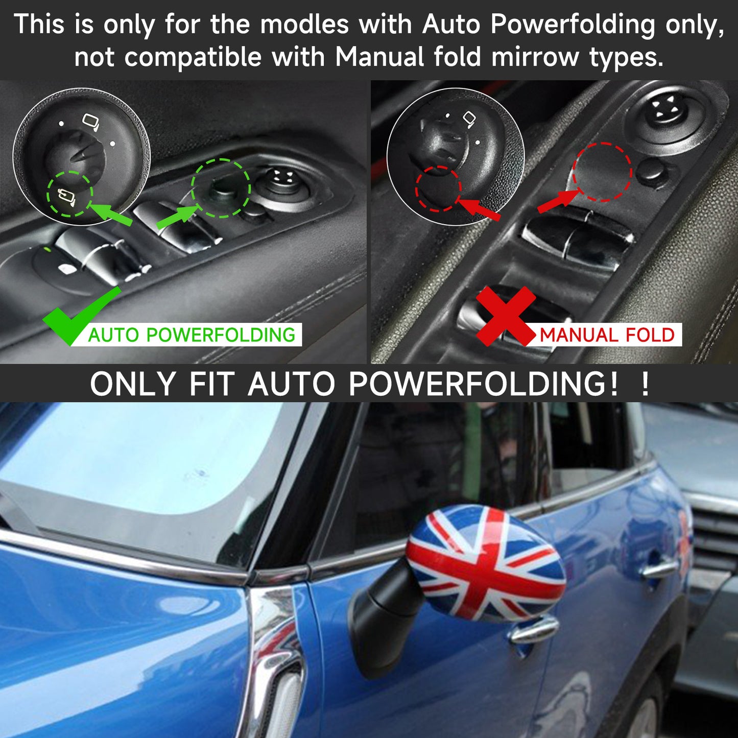 MINI Cooper R55 R56 R57 Calotte per specchietti retrovisori pieghevoli Generico