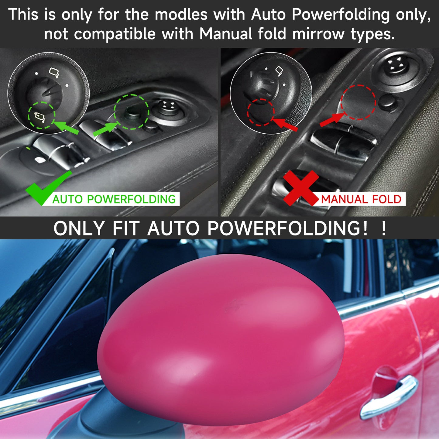2 x Copri specchietti rosa per MINI Cooper R55 R56 R57 Generico di alta qualità