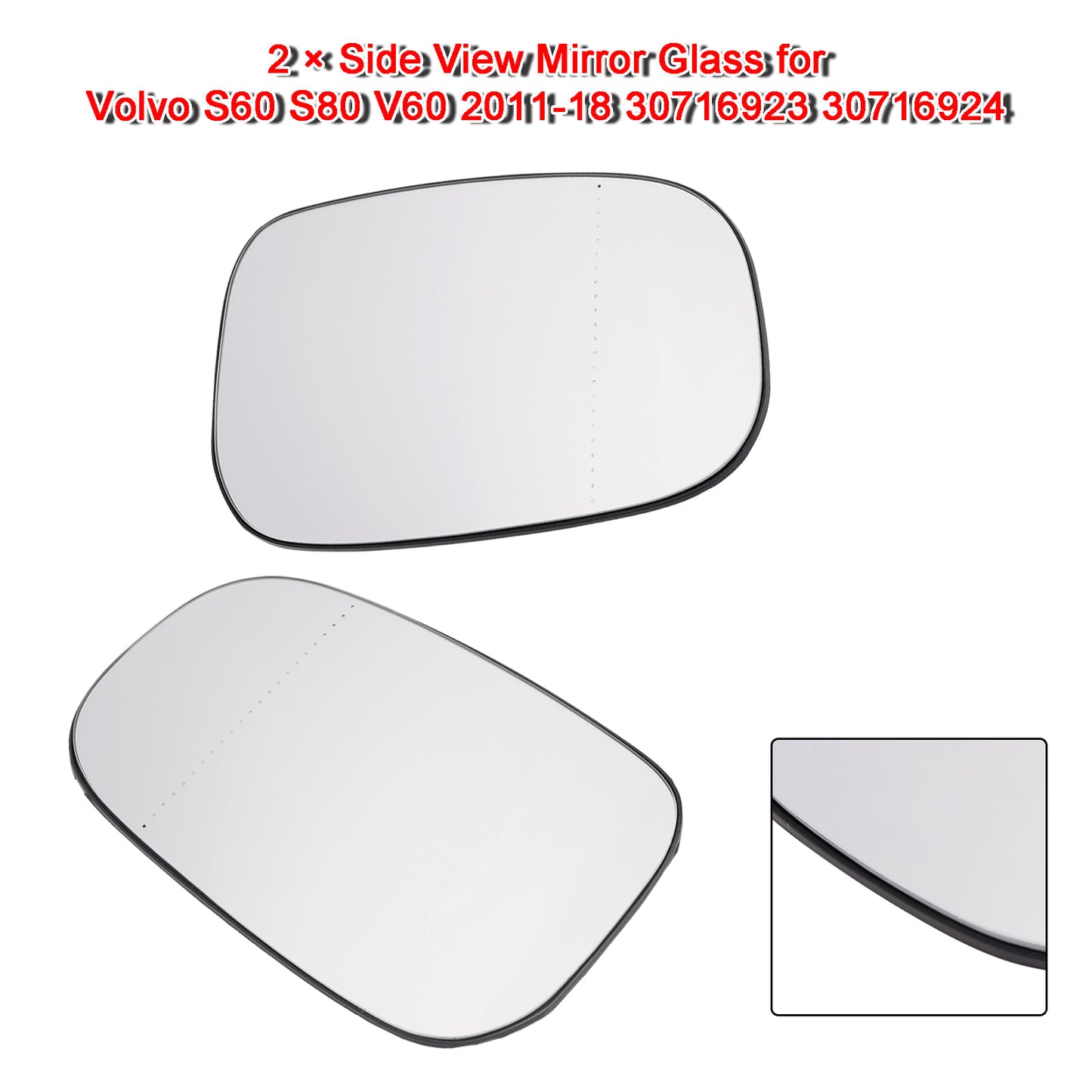 2 × Vetro specchietto laterale per Volvo S60 S80 V60 2011-18 30716923 30716924