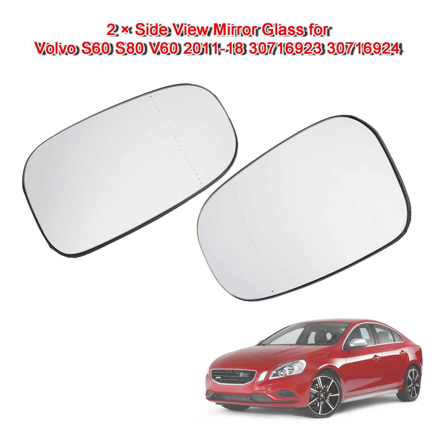 2 × Vetro specchietto laterale per Volvo S60 S80 V60 2011-18 30716923 30716924