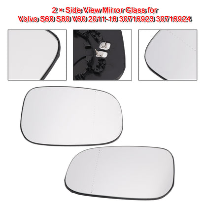 2 × Vetro specchietto laterale per Volvo S60 S80 V60 2011-18 30716923 30716924