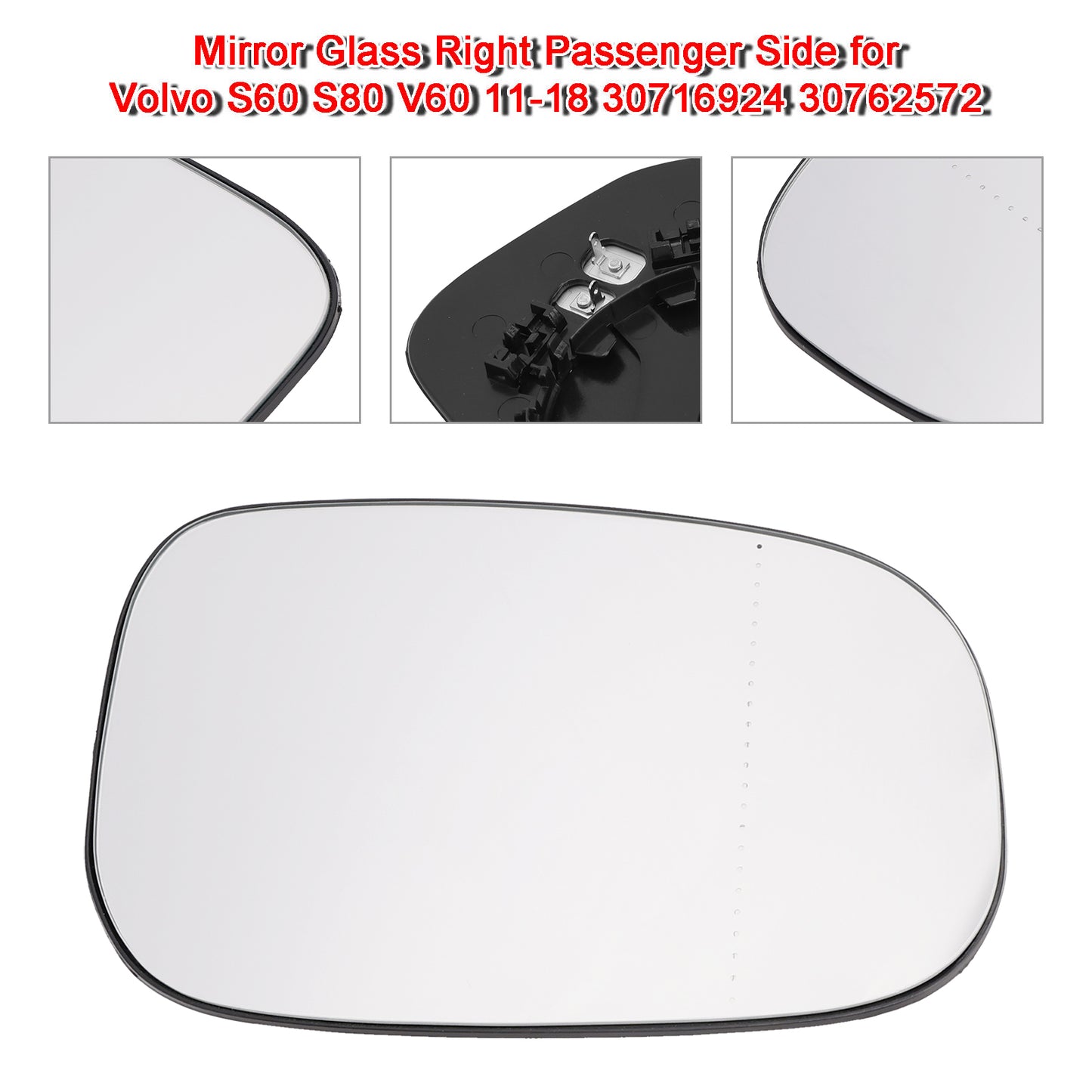 Vetro specchietto lato passeggero destro per Volvo S60 S80 V60 11-18 30716924 30762572