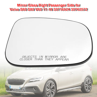 Vetro specchietto lato passeggero destro per Volvo S60 S80 V60 11-18 30716924 30762572
