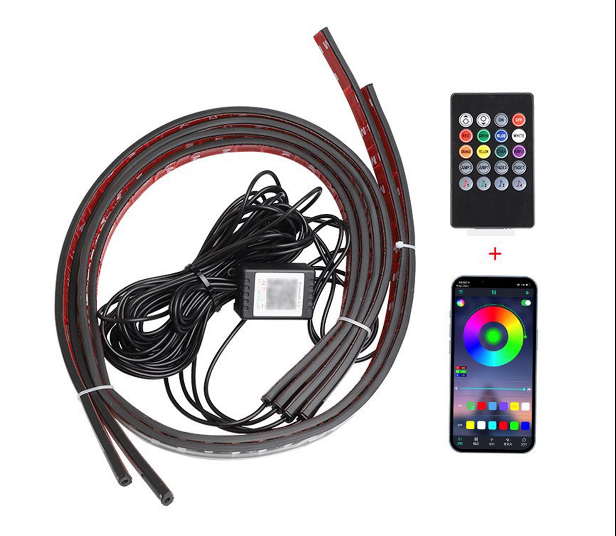 4 pezzi di luce LED per telaio modificata con luce ambientale fantasy APP + telecomando 60 cm * 2 + 90 cm * 2