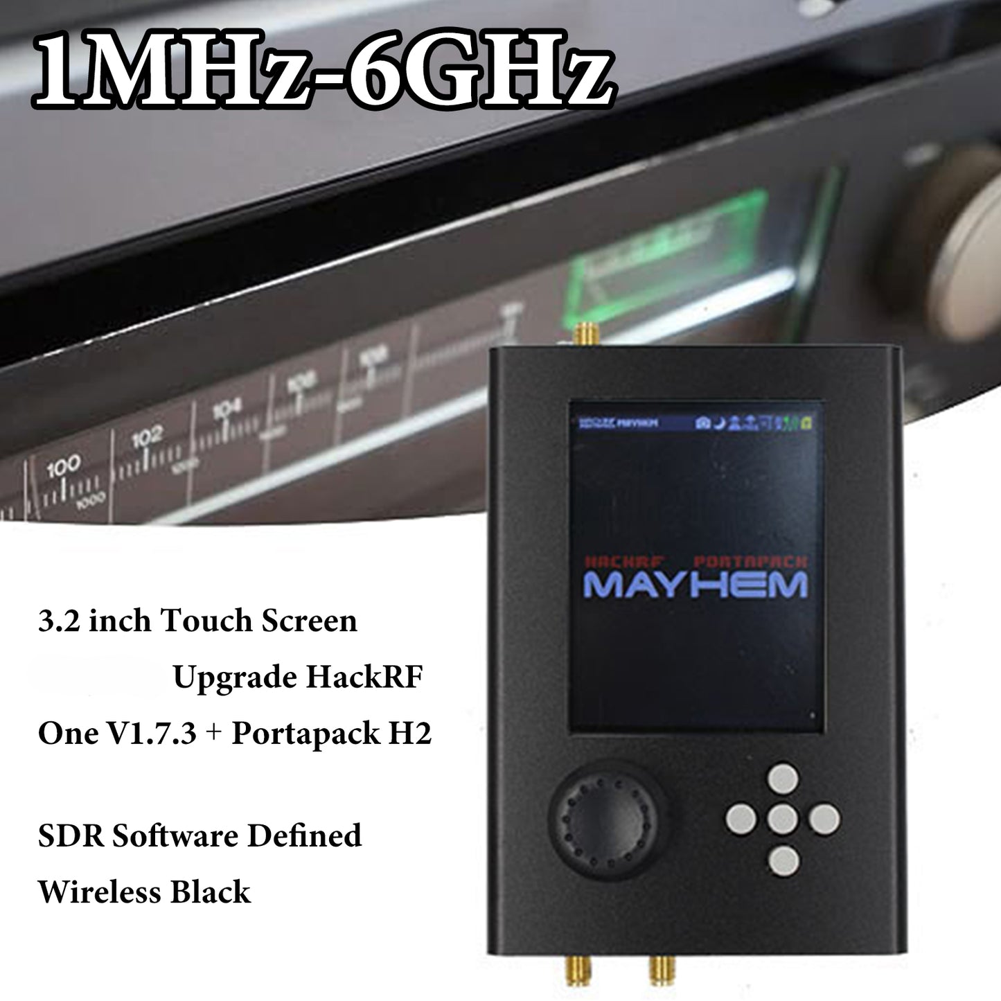 HackRF One V1.7.3 Portapack H2 1MHz-6GHz SDR Software Defined Wireless aggiornato