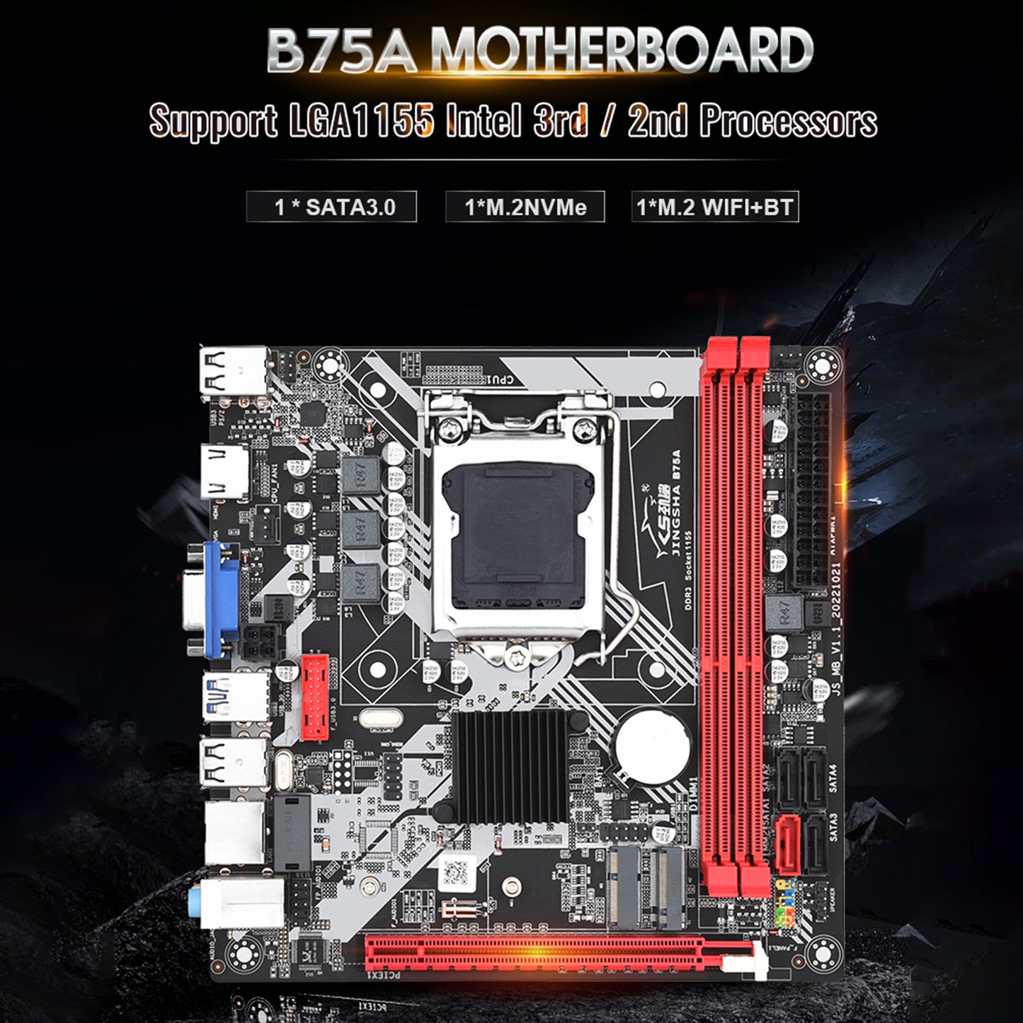 Scheda madre B75A LGA 1155 Supporto 2 * DDR3 USB3.0 SATA3 NVME WIFI Bluetooth