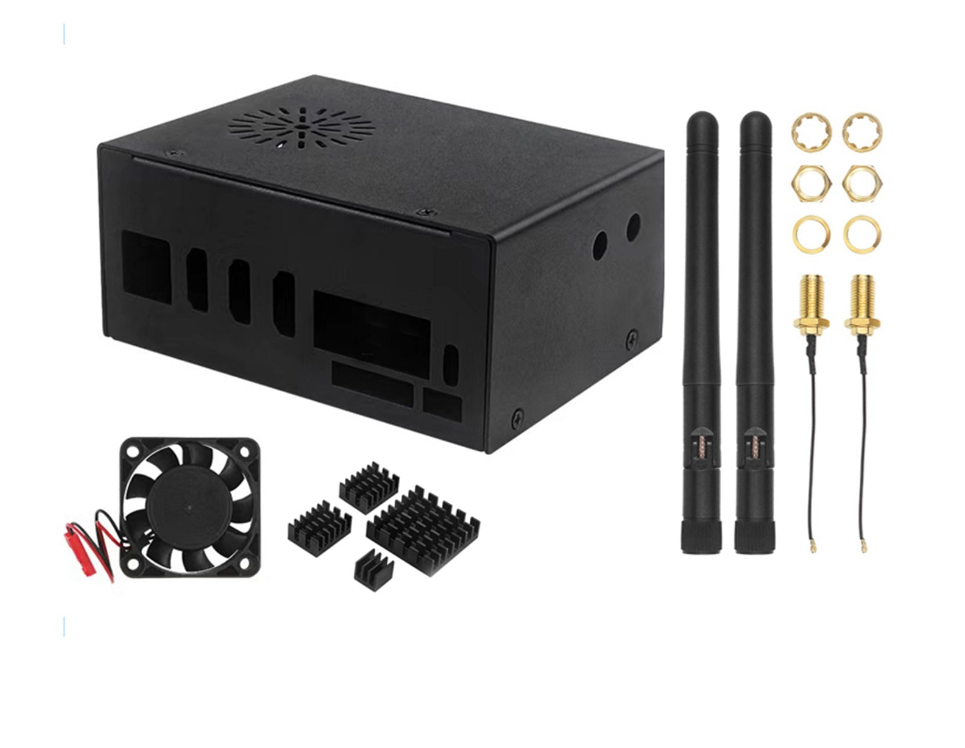 Case di raffreddamento in metallo Orange pi 5 Plus con ventola e antenna esterna WIFI
