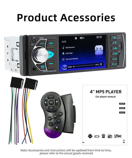 1DIN 4.1in Autoradio Stereo Bluetooth FM USB AUX Audio Lettore MP5 + Fotocamera