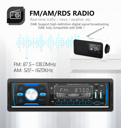 Autoradio Stereo 1Din Bluetooth FM Audio Lettore musicale DAB/MP3/USB/AUX In-dash