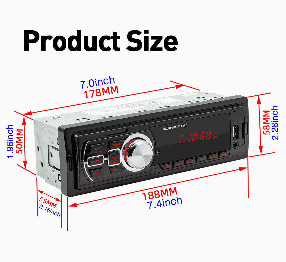 12V 25W Universal Car Bluetooth FM Radio Audio USB U Disk Card Reader Lettore MP3