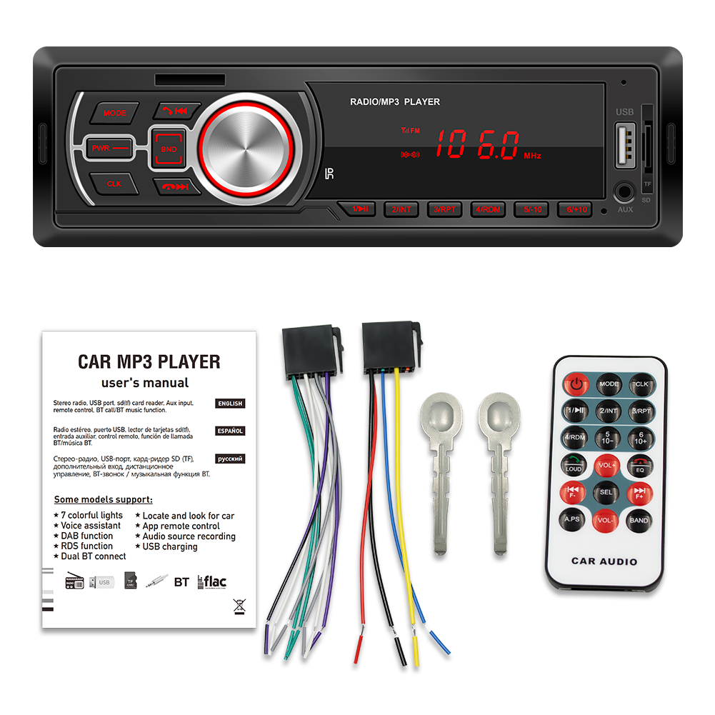 12V 25W Universal Car Bluetooth FM Radio Audio USB U Disk Card Reader Lettore MP3