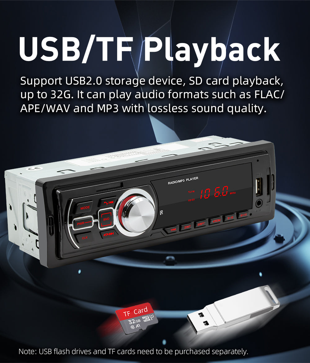 12V 25W Universal Car Bluetooth FM Radio Audio USB U Disk Card Reader Lettore MP3