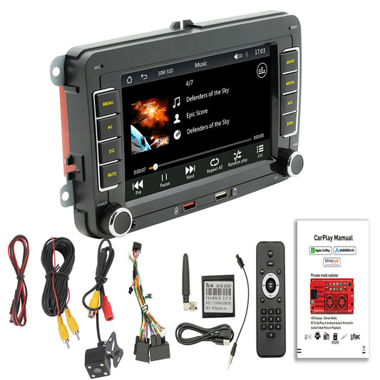 7" Volkswagen Car Bluetooth Radio Car MP5 Player Wireless Carplay + 4 fotocamera LED