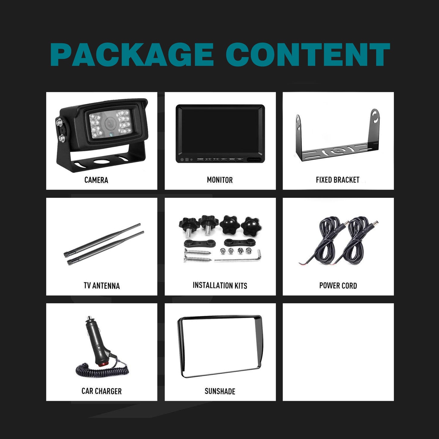 7" Display AHD 1080P Wireless 2CH Kit telecamera di retromarcia per retromarcia per camion rimorchio