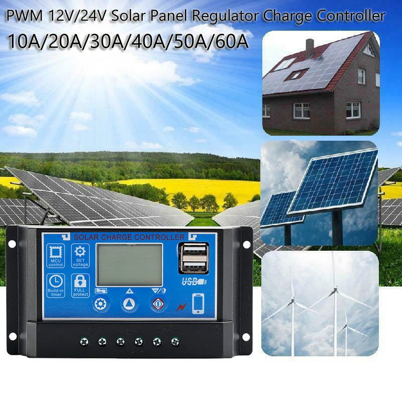Controller PWM Solar 10-60A 12/24V Auto Focus Tracking Panel Regolator ...