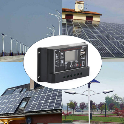 30-60A 12V/24V Pannello solare Regolatore batteria Regolatore di carica Dual USB a 4 stadi