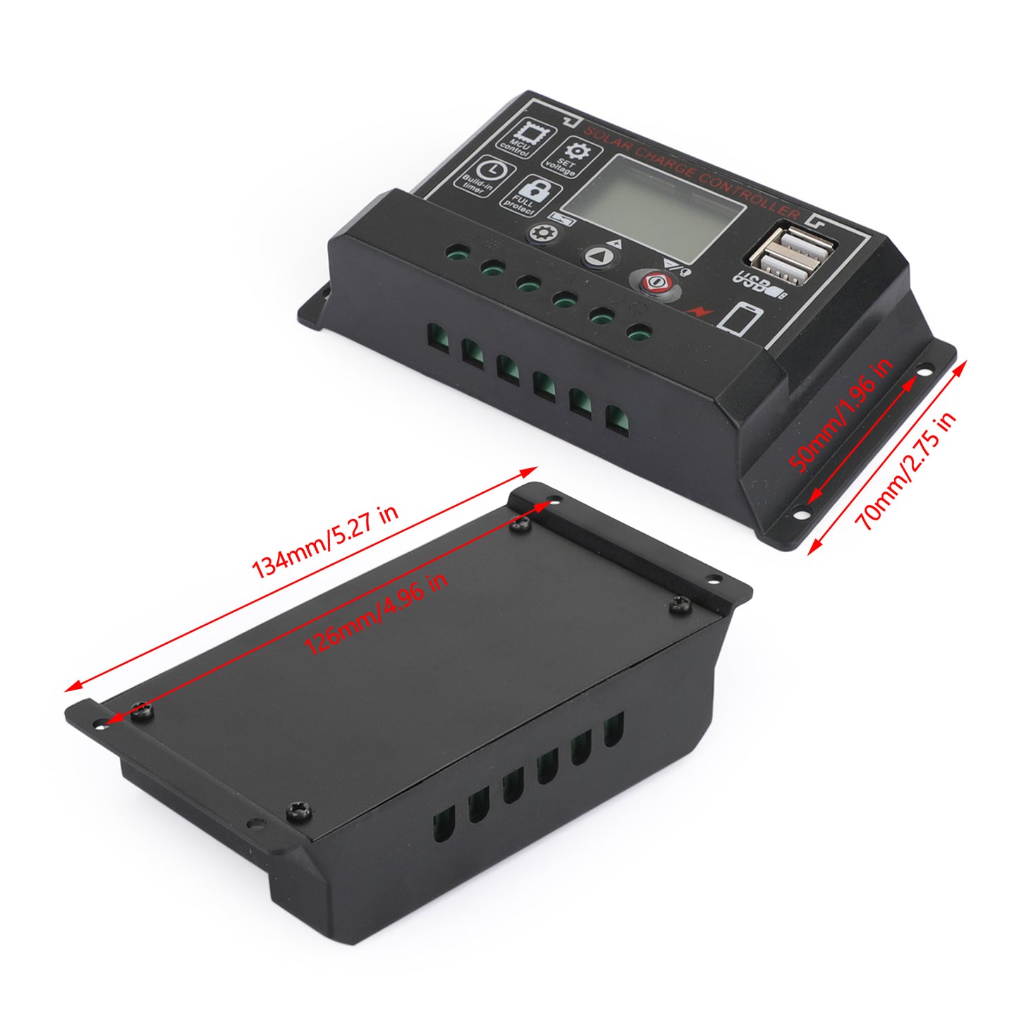 30-60A 12V/24V Pannello solare Regolatore batteria Regolatore di carica Dual USB a 4 stadi