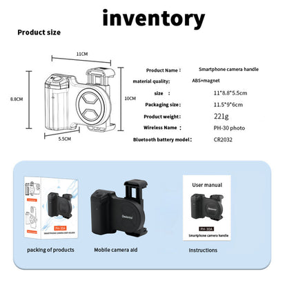 Stabilizzatore per maniglia della telecamera con telecomando per modello di clip per telefono cellulare PH-30A