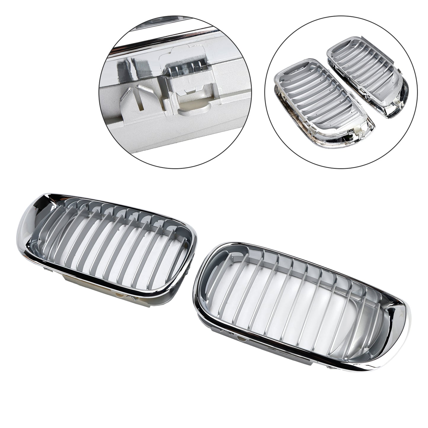 Griglia anteriore a doppio rene per Restyling BMW E46 Serie 3 4 porte 2002-2005 cromata a 4 porte