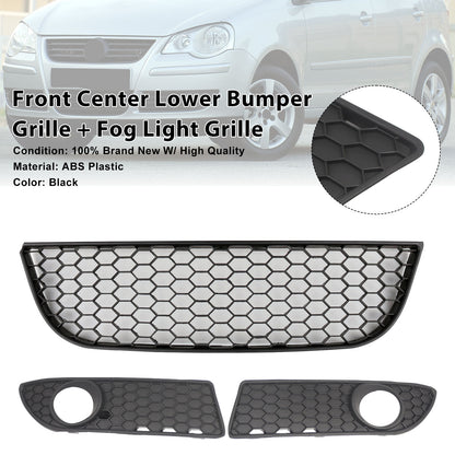 NERO Centro Per Polo GTI Anteriore VW Inferiore 9N3 Griglia Paraurti Griglia 2005-2009 Nebbia Generico