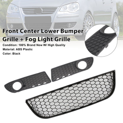 NERO Centro Per Polo GTI Anteriore VW Inferiore 9N3 Griglia Paraurti Griglia 2005-2009 Nebbia Generico