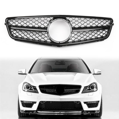 Griglia per paraurti anteriore nera adatta per classe C Benz W204 C300 C350 2008-2014