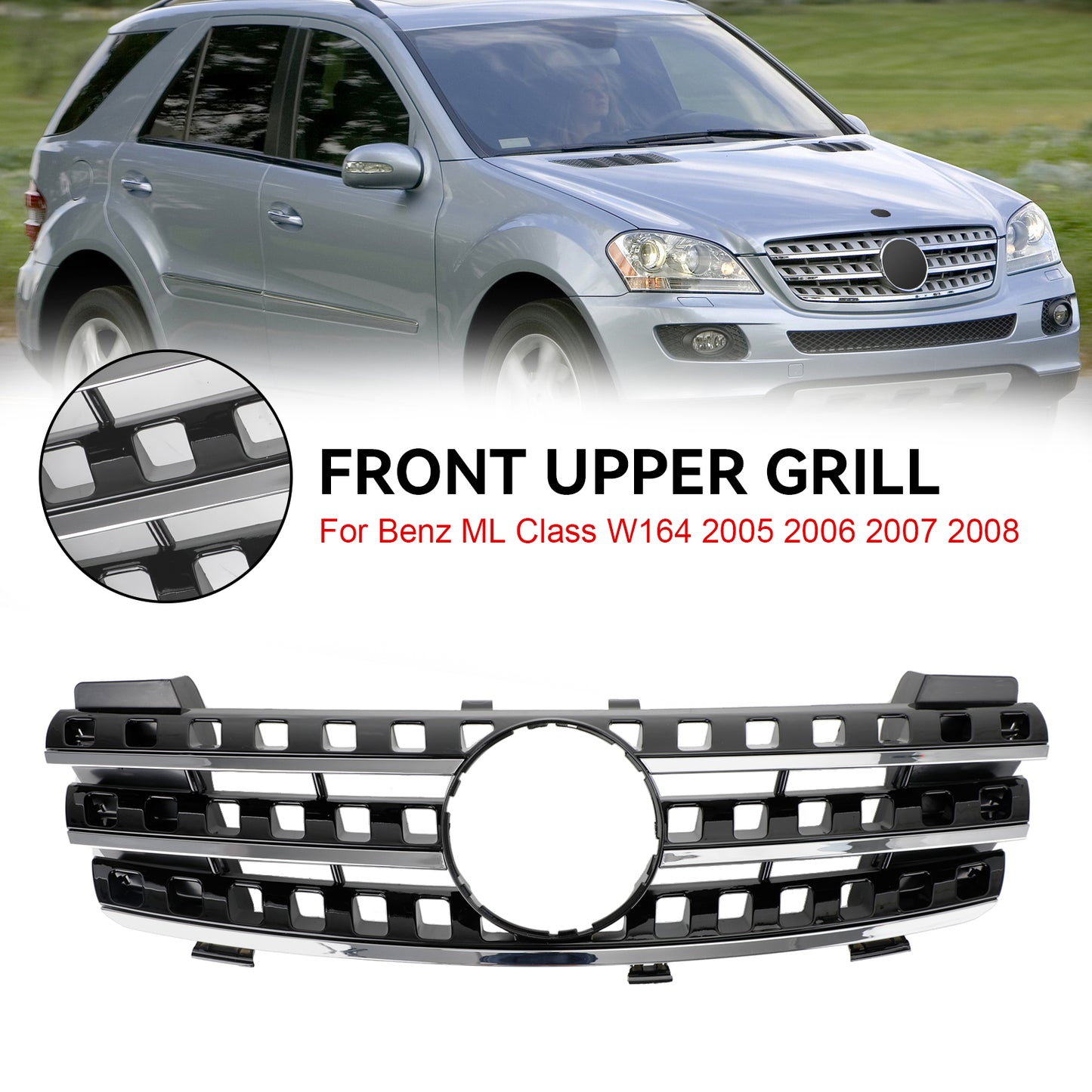 2005-2008 Mercedes ML-Class W164 Griglia paraurti anteriore Nero