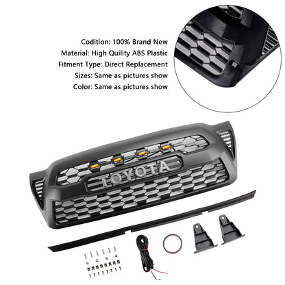 Griglia paraurti anteriore nera opaca Toyota Tacoma 2005-2011 con LED