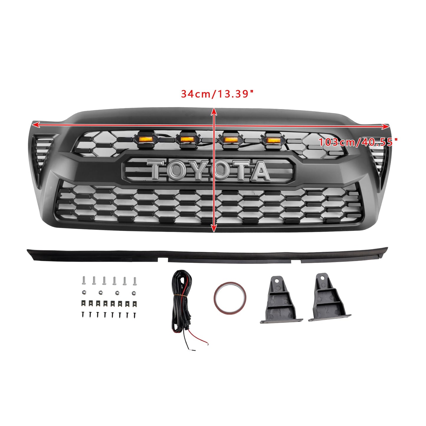 Griglia paraurti anteriore nera opaca Toyota Tacoma 2005-2011 con LED