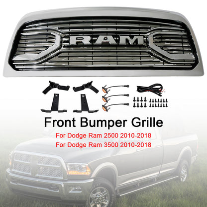 Dodge Ram 2500/3500 Laramie 2010-2018 con griglia paraurti anteriore cromata con luci a LED