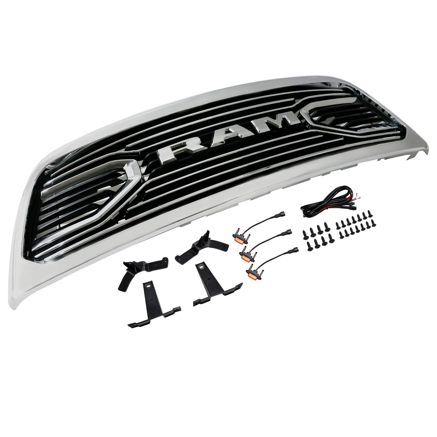 Dodge Ram 2500/3500 Laramie 2010-2018 con griglia paraurti anteriore cromata con luci a LED