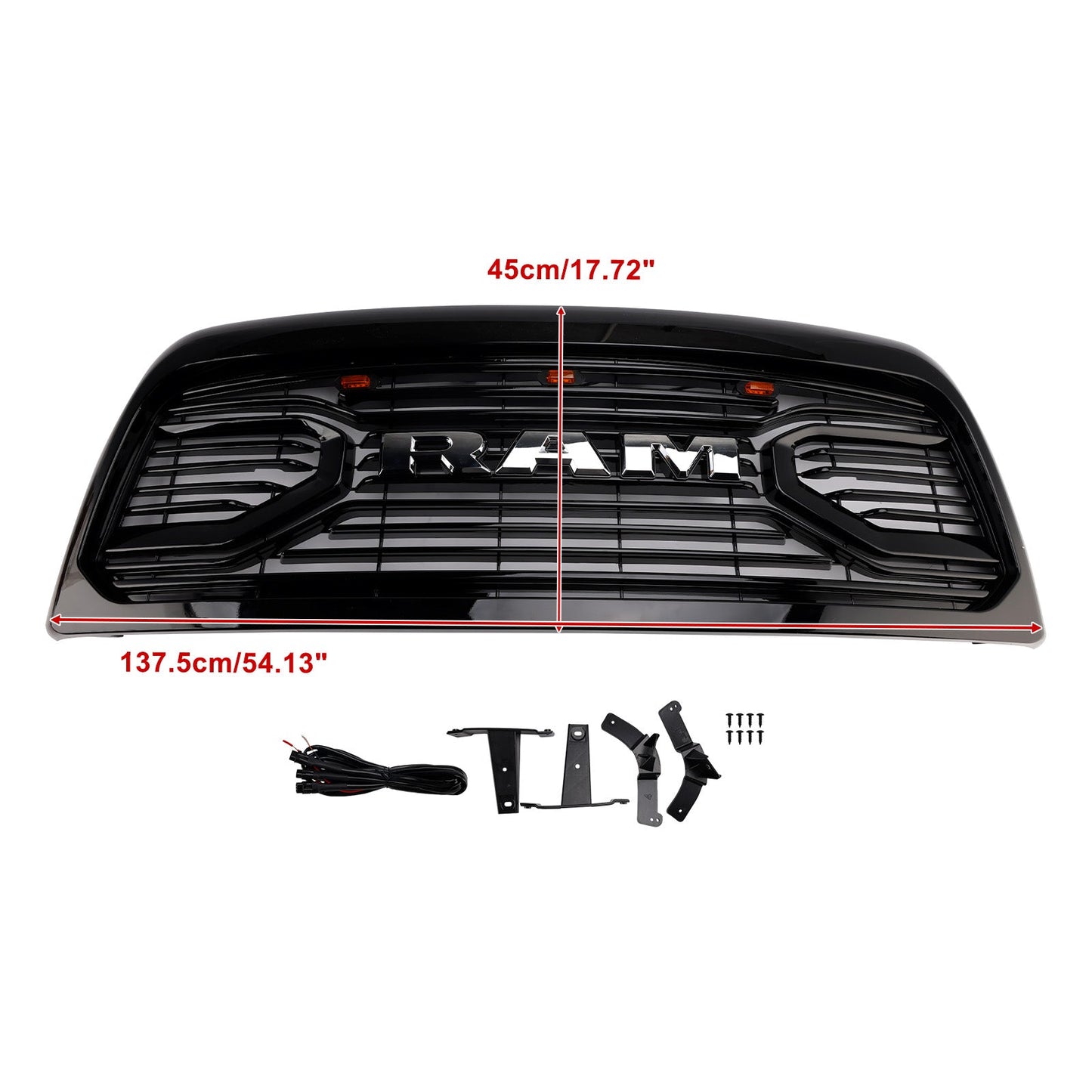 Dodge Ram 2500/3500 Laramie 2010-2018 con griglia paraurti anteriore nera con luci a LED