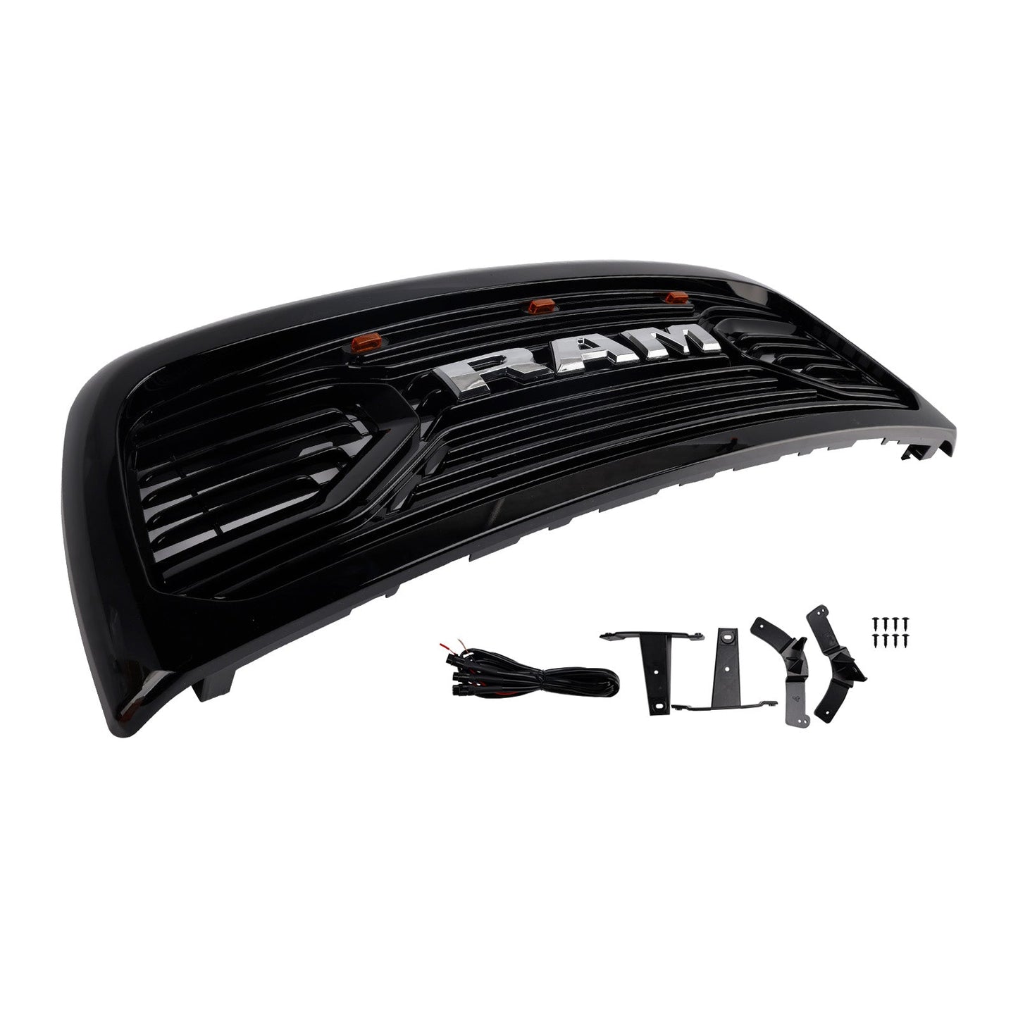 Dodge Ram 2500/3500 Laramie 2010-2018 con griglia paraurti anteriore nera con luci a LED