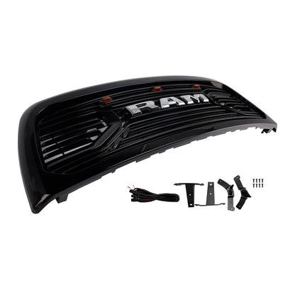 Dodge Ram 2500/3500 Laramie 2010-2018 con griglia paraurti anteriore nera con luci a LED