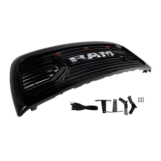 Dodge Ram 2500/3500 Laramie 2010-2018 con griglia paraurti anteriore nera con luci a LED