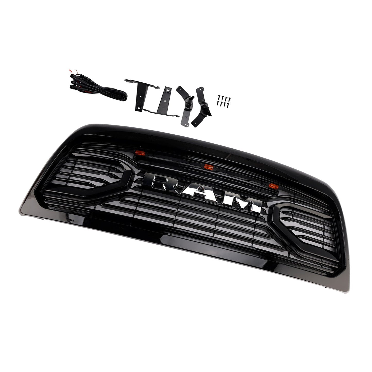 Dodge Ram 2500/3500 Laramie 2010-2018 con griglia paraurti anteriore nera con luci a LED