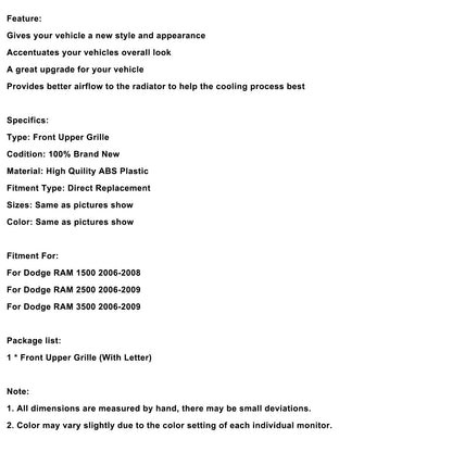 Griglia paraurti anteriore Dodge RAM 1500 2006-08