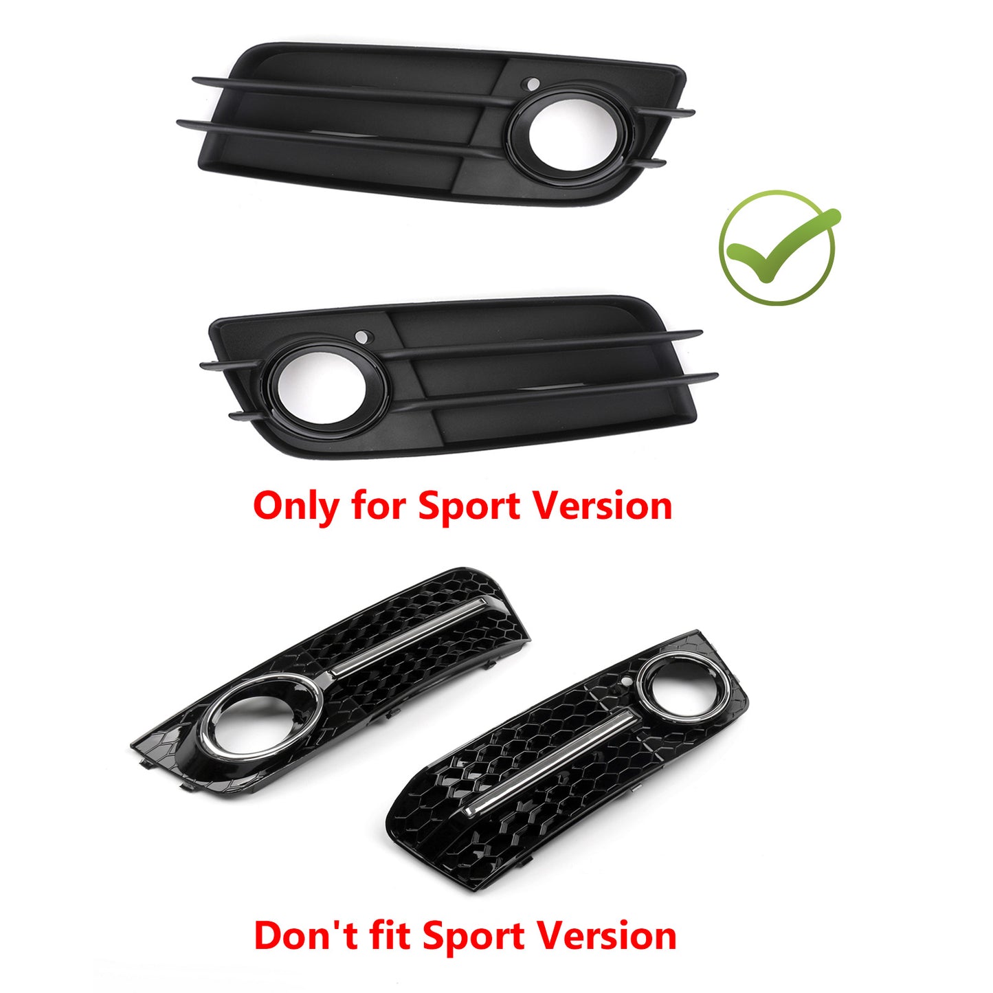 2 X Paraurti Anteriore Nero Fendinebbia Griglia Copertura Per Audi A4 S-LINE S4 2008-12 Generico