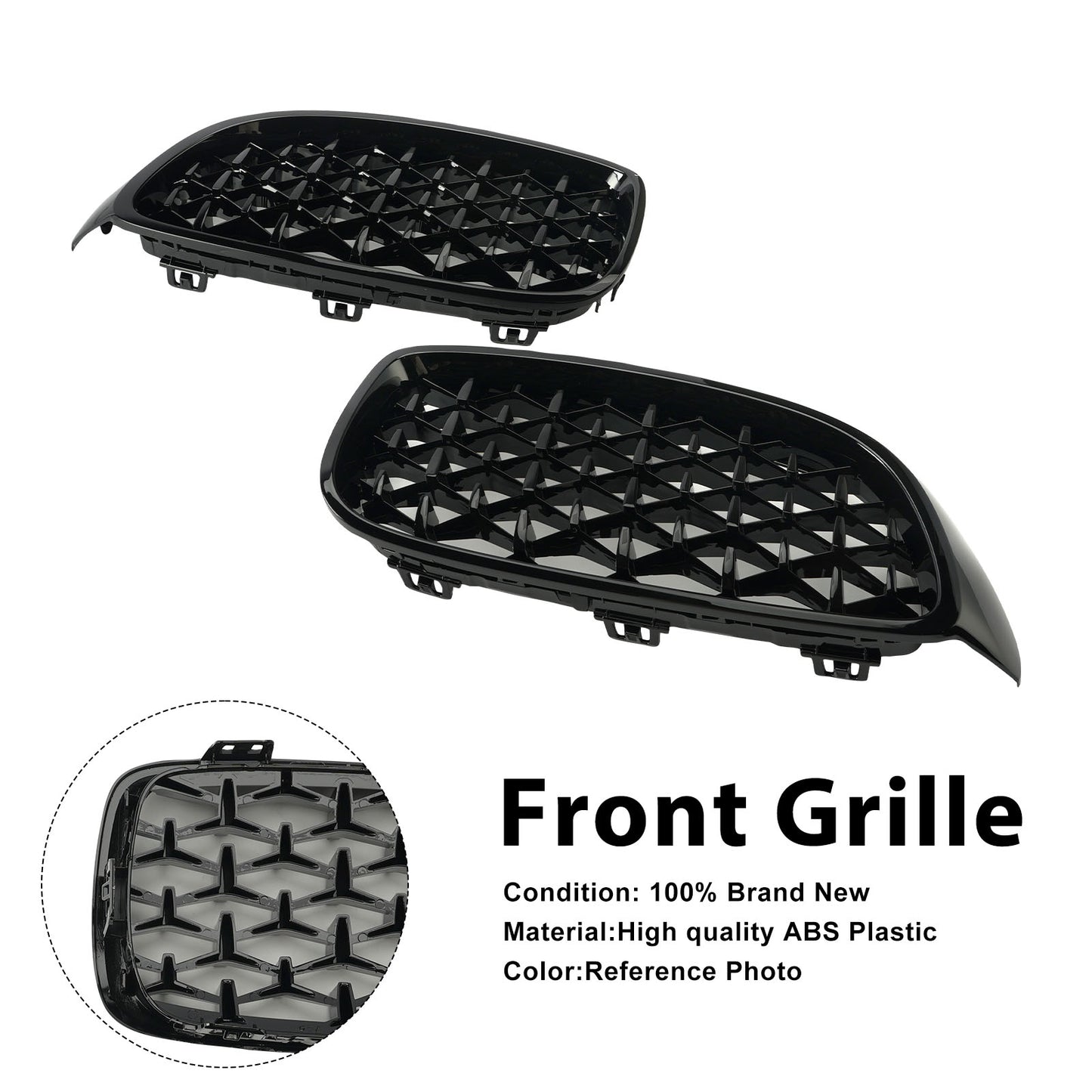 Griglia superiore anteriore Diamond per BMW Serie 4 F32 F33 F36 F82 14-2018 nero lucido generico