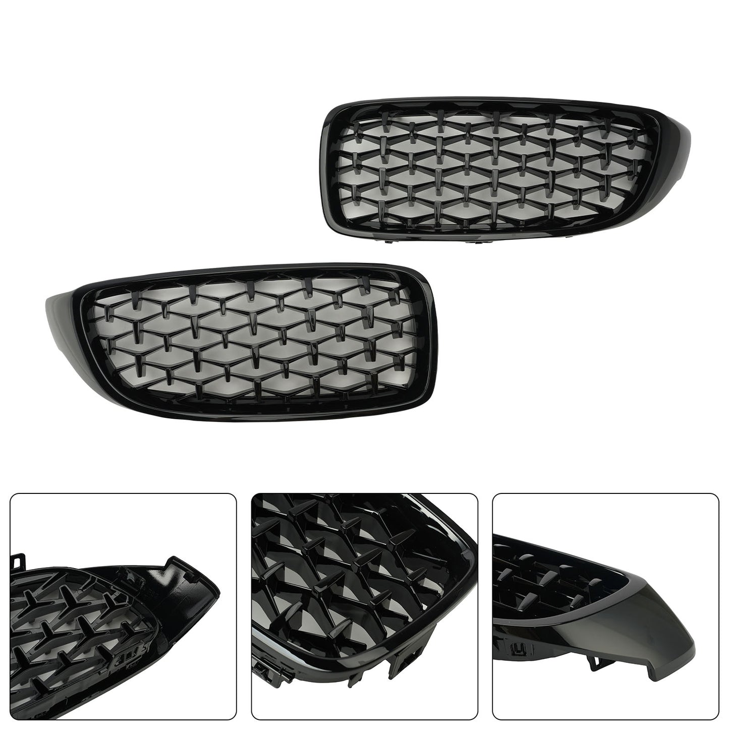 Griglia superiore anteriore Diamond per BMW Serie 4 F32 F33 F36 F82 14-2018 nero lucido generico