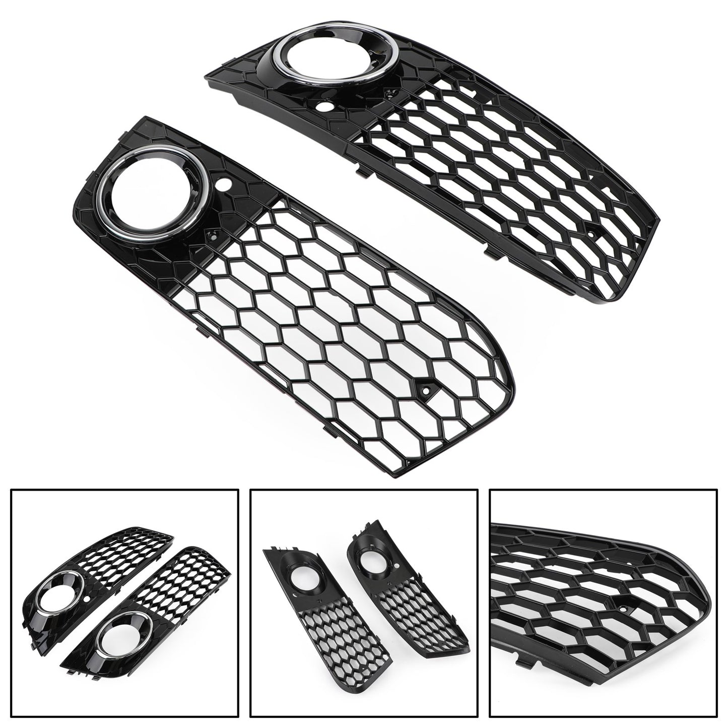 Per 2008-2012 Audi A4/A4 Avant B8 RS4 in stile Honeycomb grill grilla nera + fendinebbia griglia