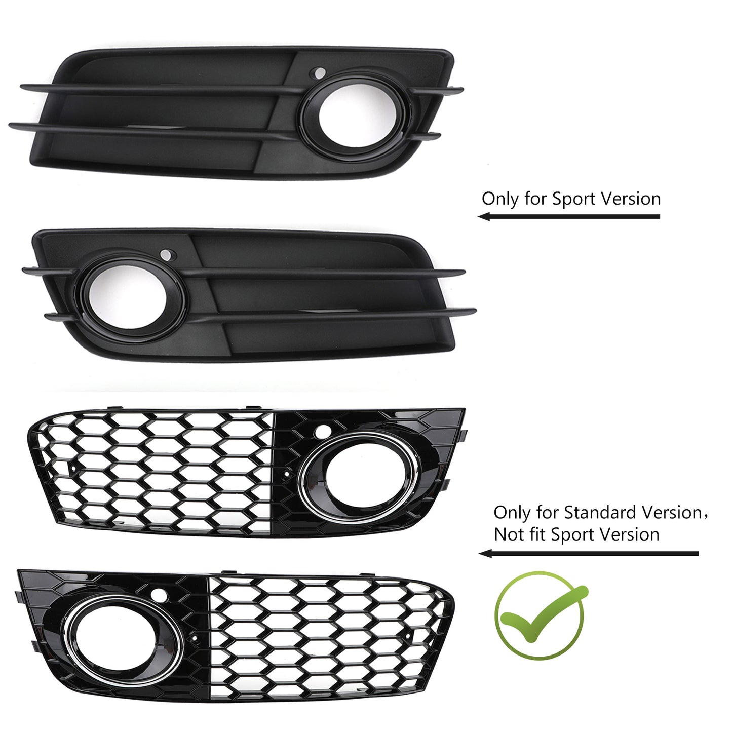 Per 2008-2012 Audi A4/A4 Avant B8 RS4 in stile Honeycomb grill grilla nera + fendinebbia griglia