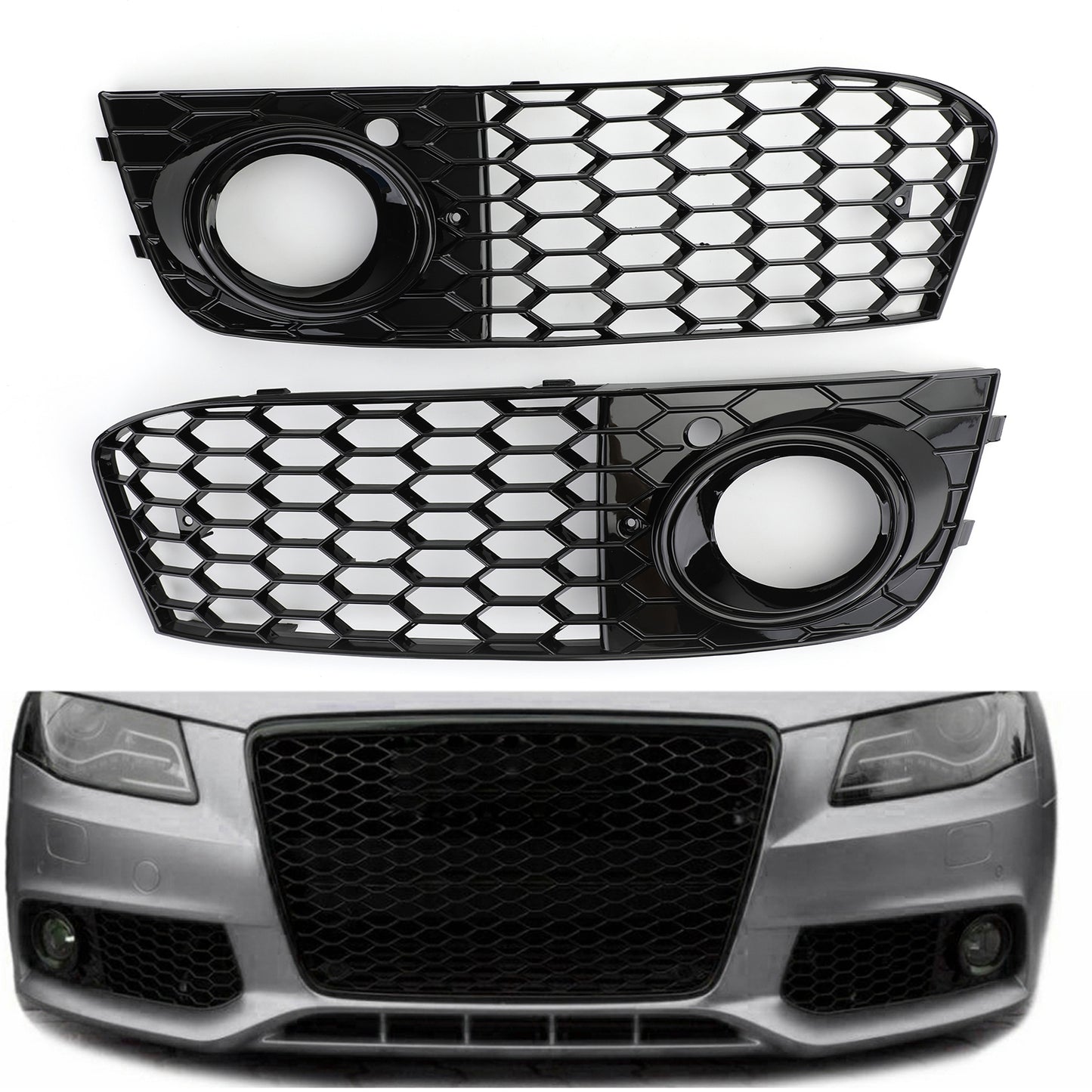 2008-2012 Audi A4/A4 Avant B8 RS4 in stile Honeycomb grill grilla nera + fendinebbia griglia