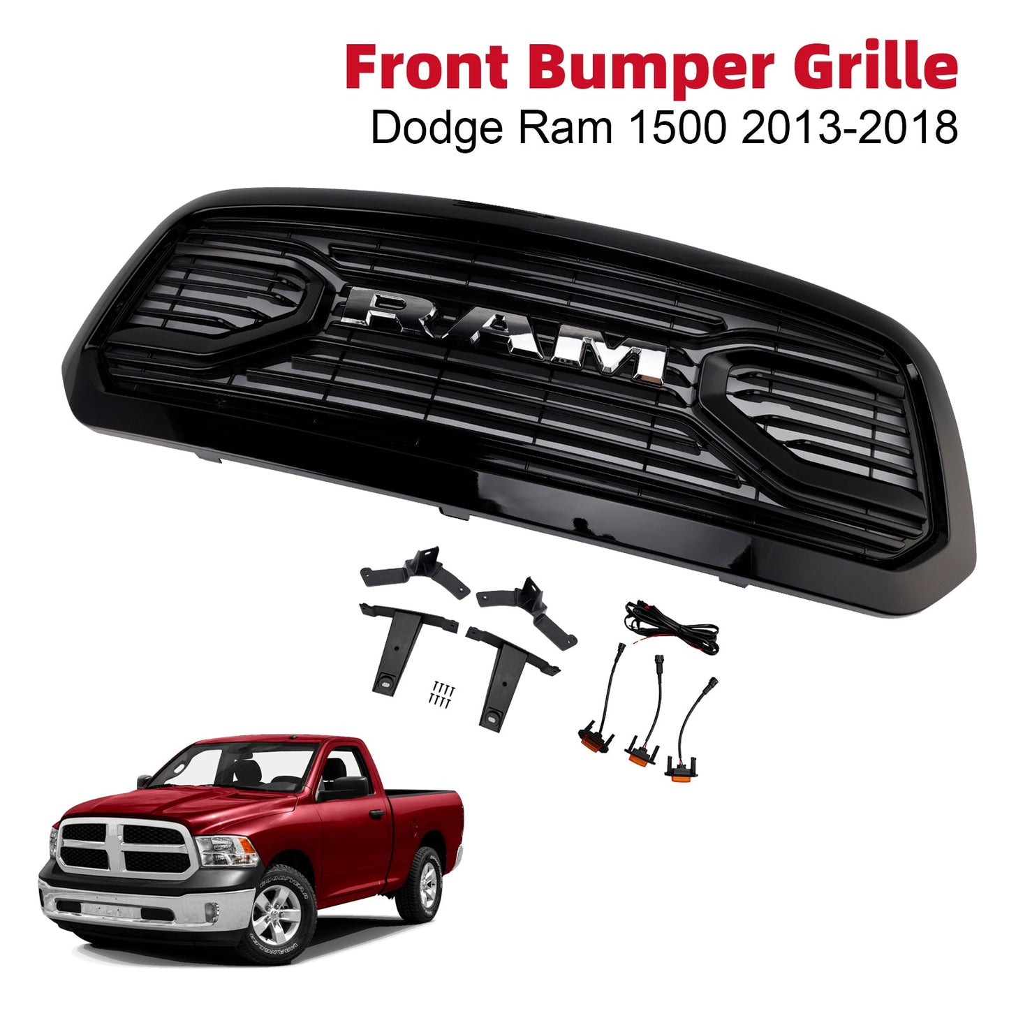 Griglia paraurti anteriore stile Big Horn Dodge Ram 1500 2013-2018 nera