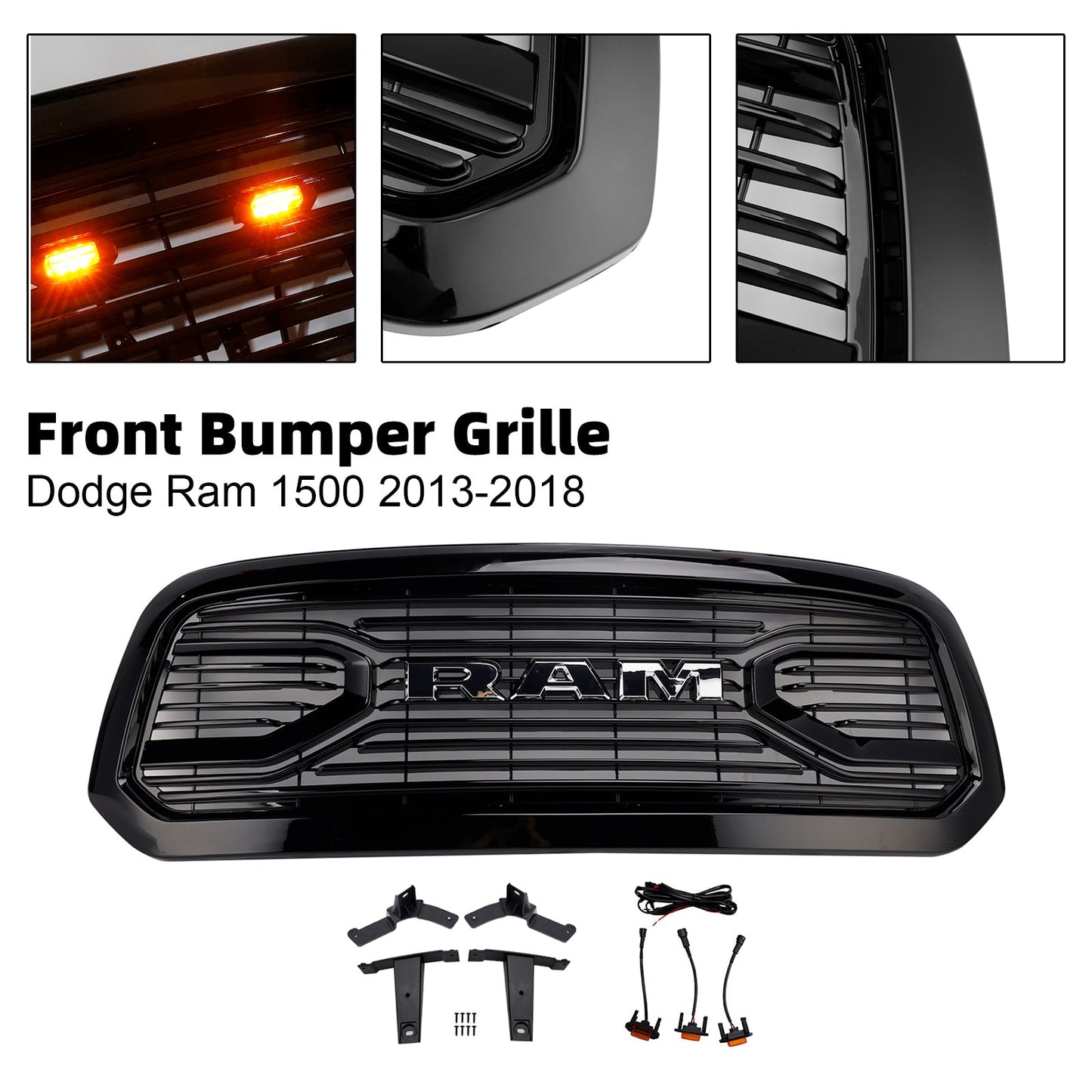 Griglia paraurti anteriore stile Big Horn Dodge Ram 1500 2013-2018 nera