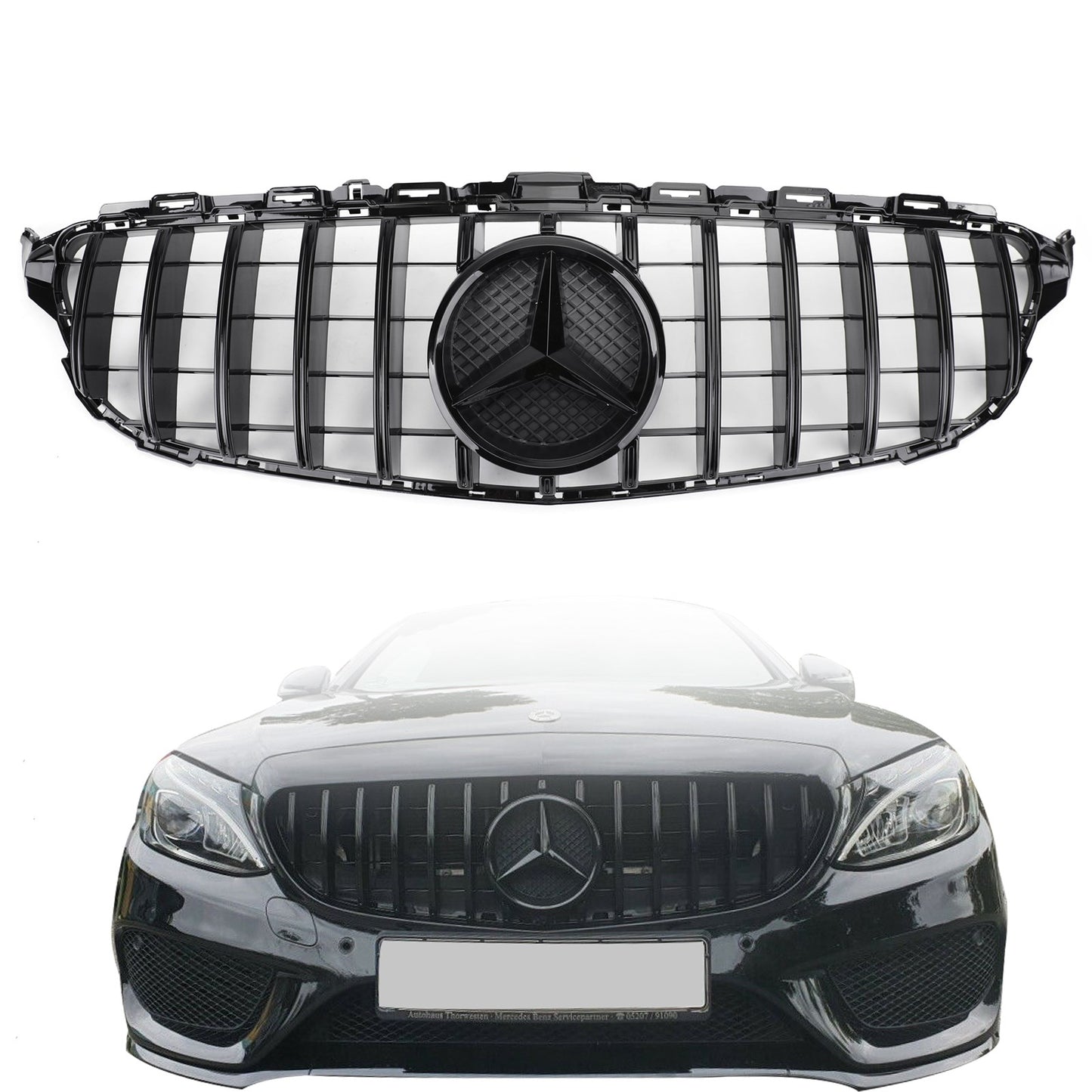 Per 2015-2018 Mercedes Benz classe W205 W200 C250 C300 C350 Griglia per paraurti anteriore stile GTR