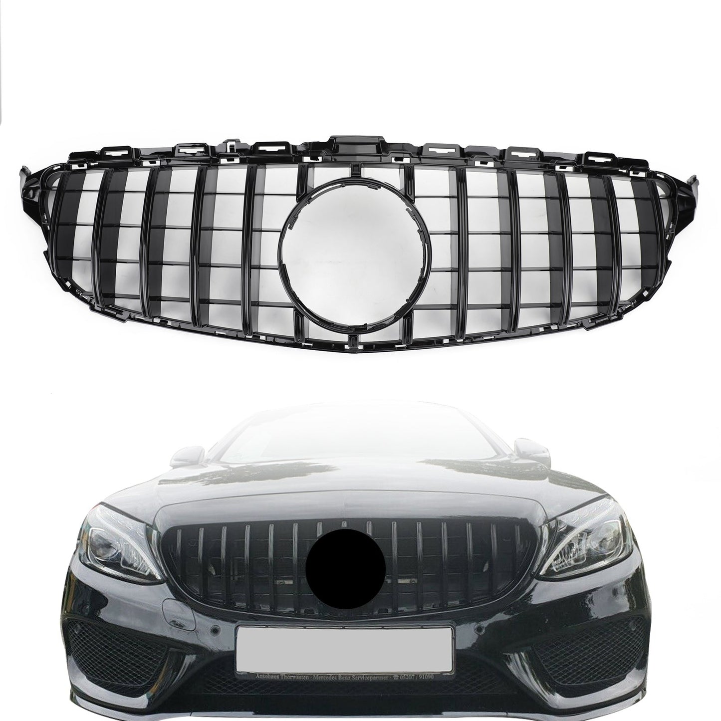 Griglia per paraurti anteriore stile GTR per Mercedes Benz classe C  W205 C250 C300 C350 2015-2018
