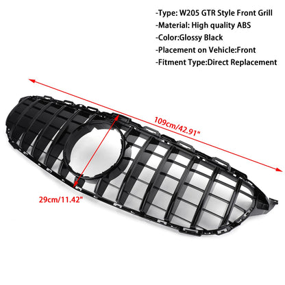 Griglia per paraurti anteriore stile GTR per Mercedes Benz classe C  W205 C250 C300 C350 2015-2018